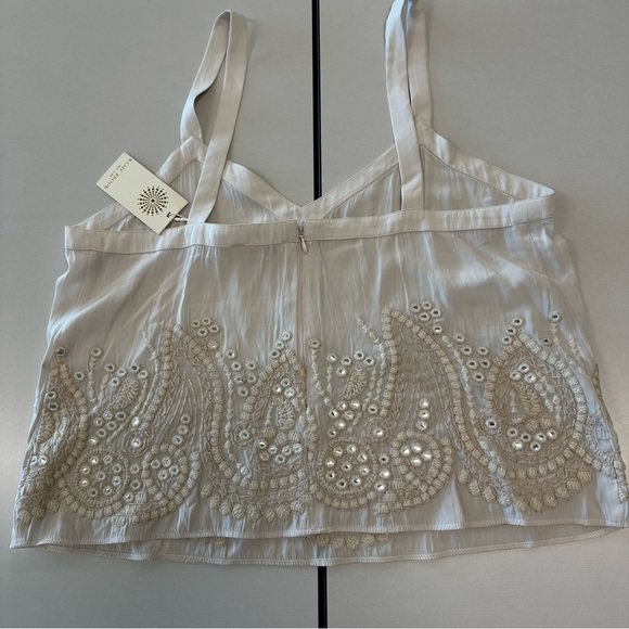 Ramy Brook Sleeveless Tank, Embroidered, Sequin, Soft Beige - Picture 2 of 6